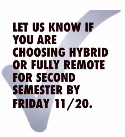 Students MUST choose HYBRID or FULLY REMOTE by Friday, Nov. 20