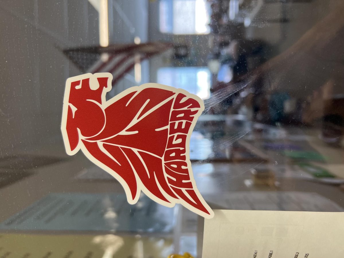 Charger sticker on classroom door